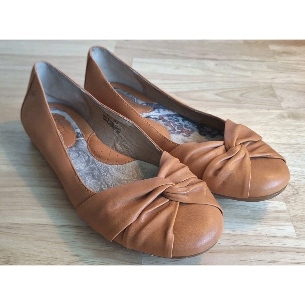 Born Womens Lilly Ballet Flats 7. 5 Orange Leather Casual Slip On Comfort Shoes